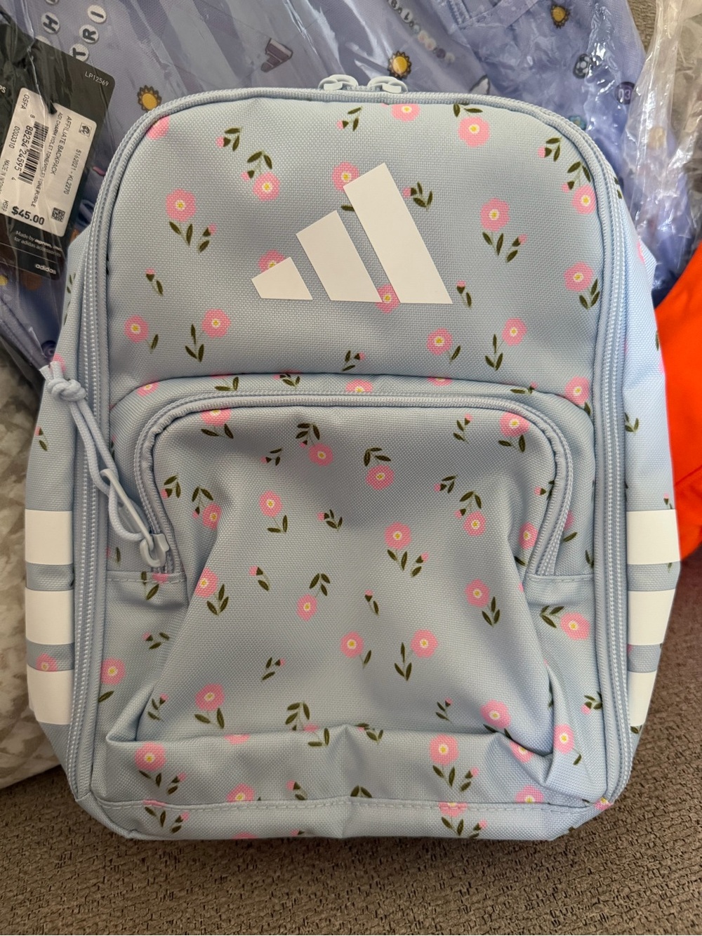 adidas Light Blue Floral Kids lunch bag